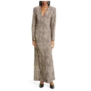 BY MALENE BIRGER Isetta Snake Print Long Sleeve Maxi Dress Size US/12